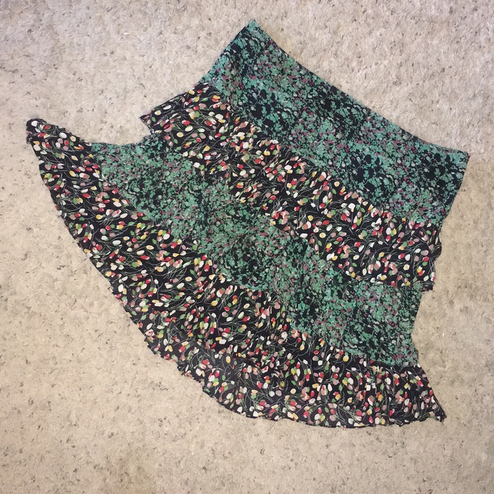 Pepe Jeans London Ruffle Multi Print Layered Skirt sz S